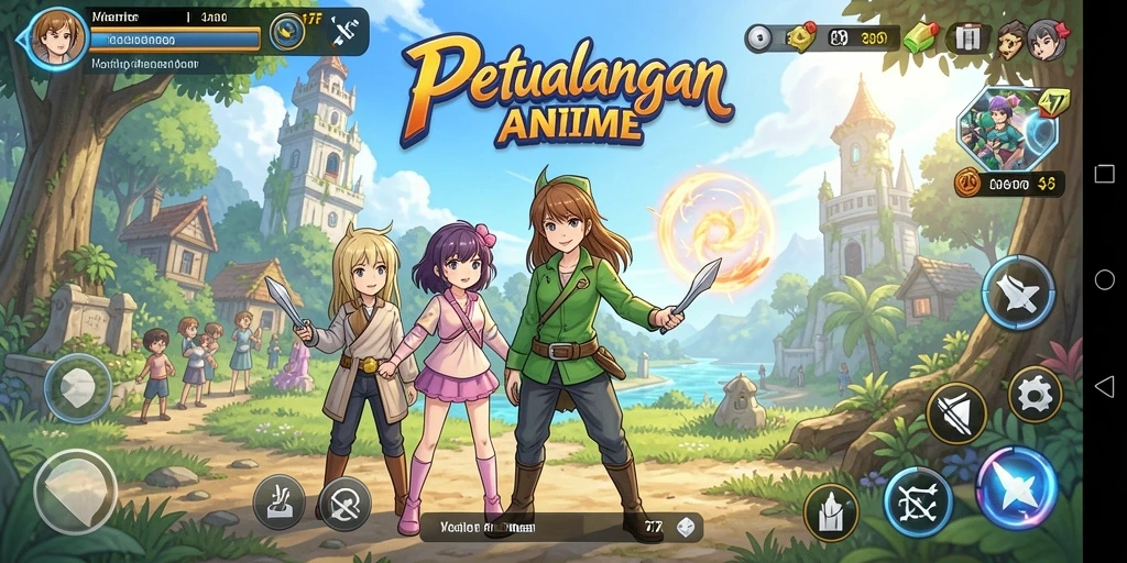 Gameplay seru dalam dunia anime 47F yang penuh petualangan.
