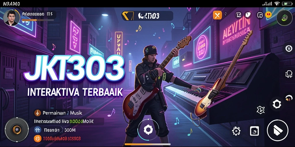 Tampilan gameplay utama JKT303 dengan alat musik interaktif.