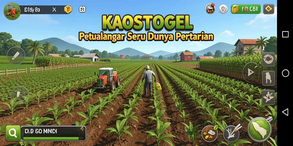 Tampilan gameplay KAOSTOGEL yang menarik dan interaktif dalam dunia pertanian.