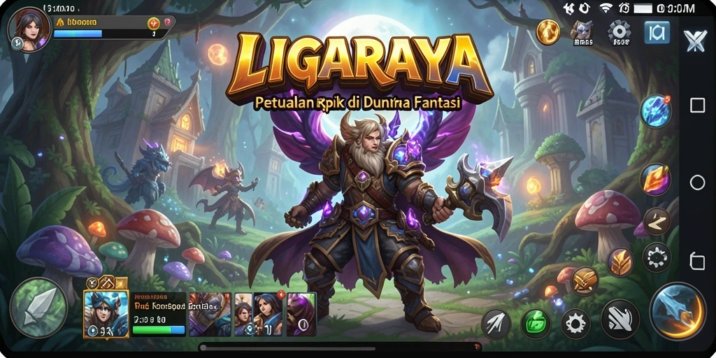 Gameplay LIGARAYA menampilkan petualangan RPG yang mendebarkan.