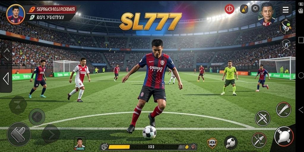 Gameplay SL777 yang seru dan mendebarkan di lapangan sepak bola.