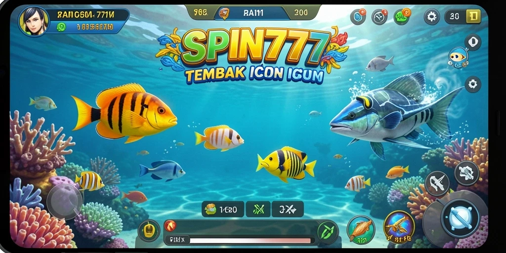 Tampilan gameplay SPIN777 yang seru saat menembak ikan.